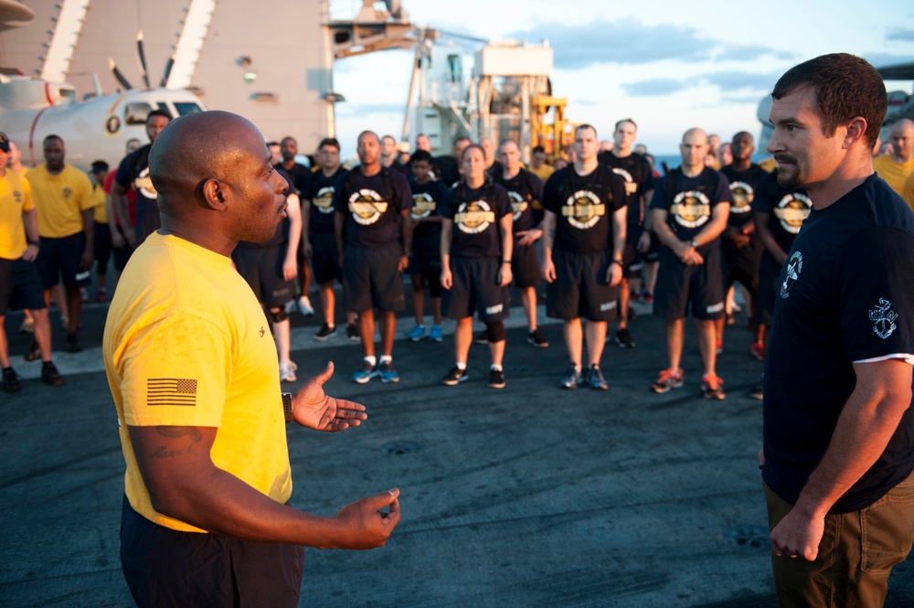 aboard the aircraft carrier USS George H.W. Bush (CVN 77). GHWB is underway conducting routine training and qualifications in preparation for an upcoming deployment.