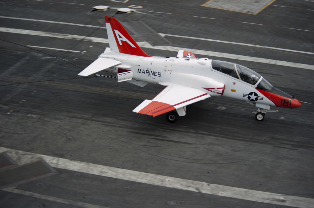 aboard the aircraft carrier USS George H.W. Bush (CVN 77). GHWB is underway conducting routine training and qualifications in preparation for an upcoming deployment.