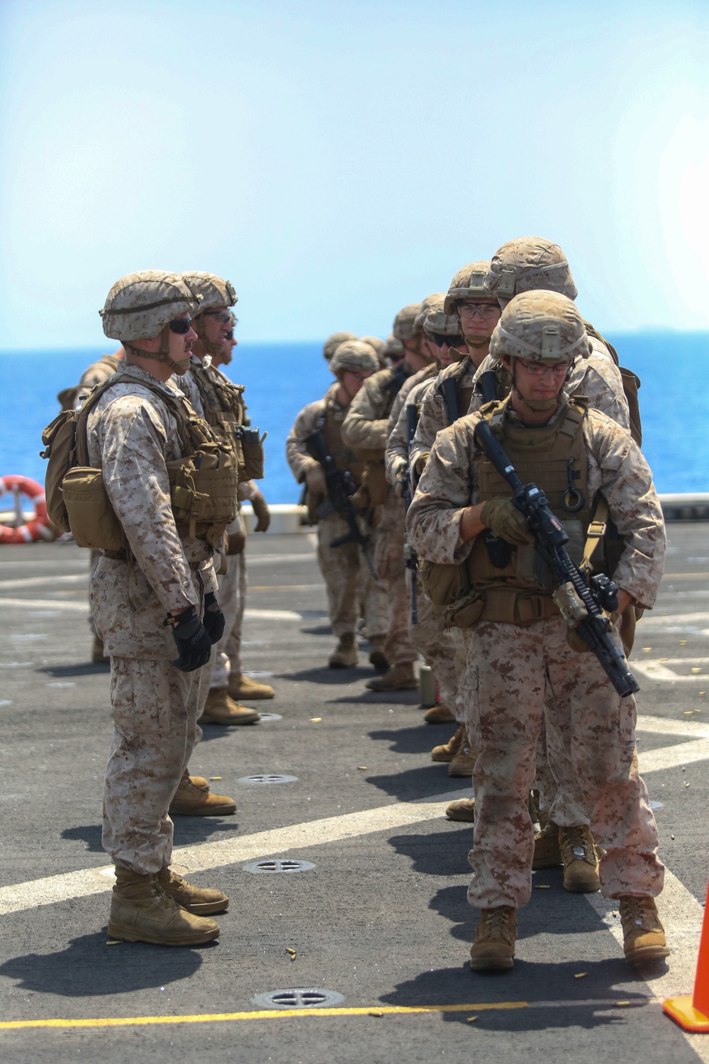 22nd MEU Marines Shoot and Move Aboard USS San Antonio