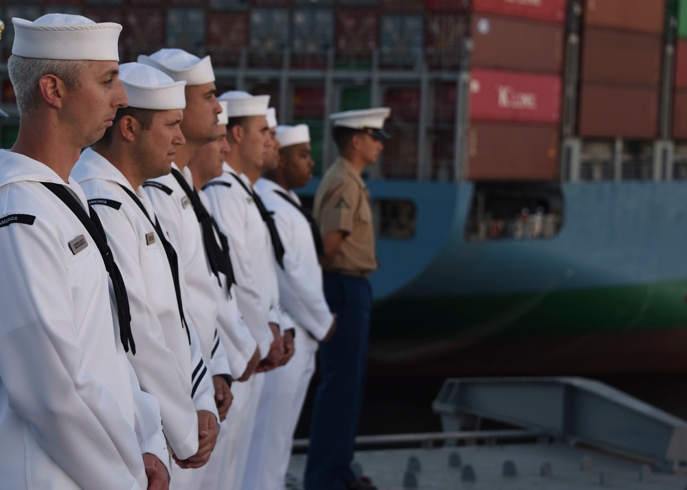 Vice Adm. Nora W. Tyson and Los Angeles Mayor Eric Garcetti visit Battleship Iowa Museum