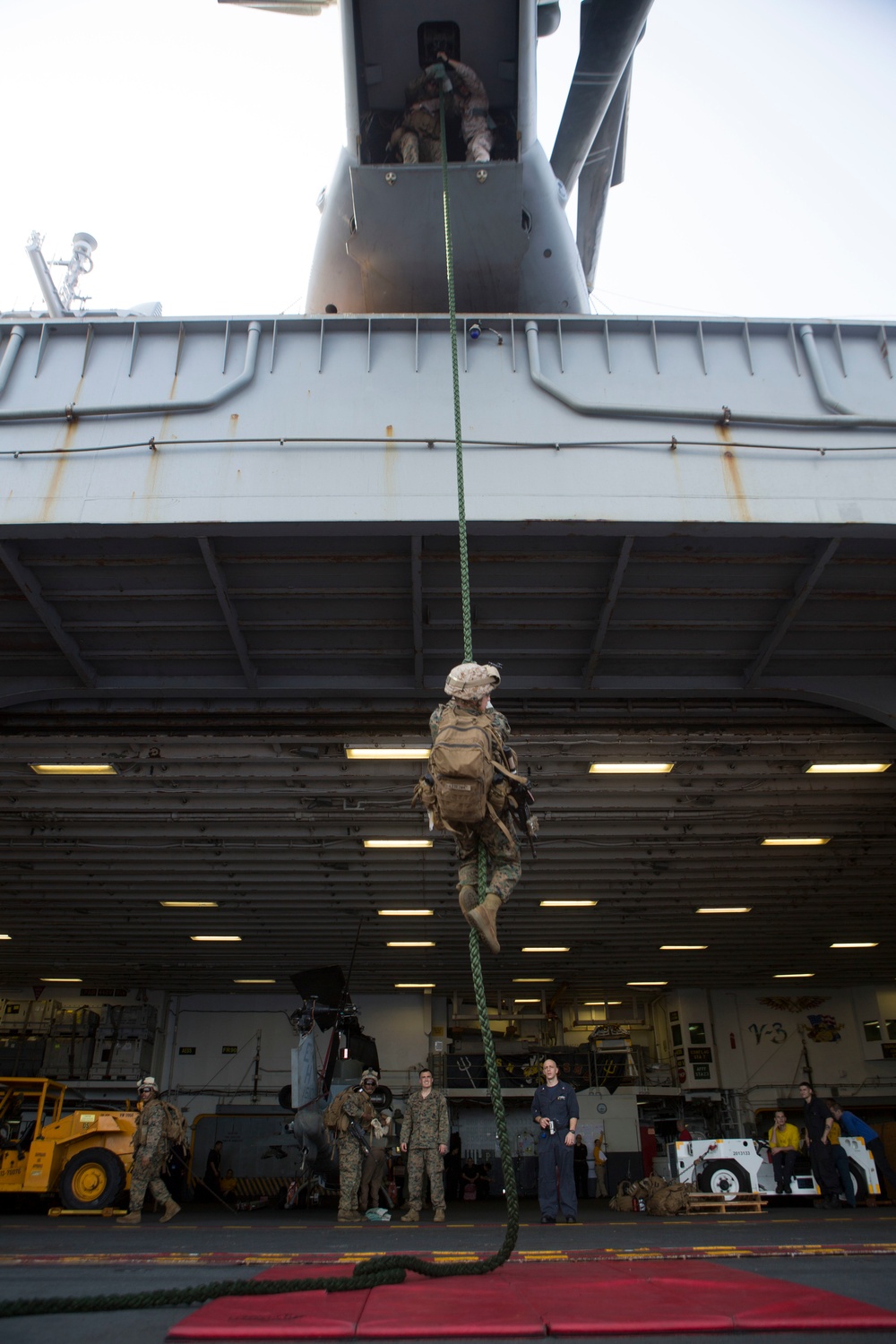 22nd MEU Marines Fast Rope Aboard USS Wasp