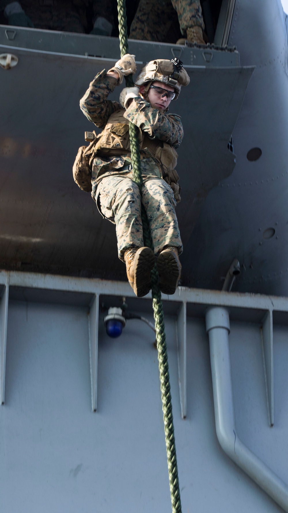 22nd MEU Marines Fast Rope Aboard USS Wasp