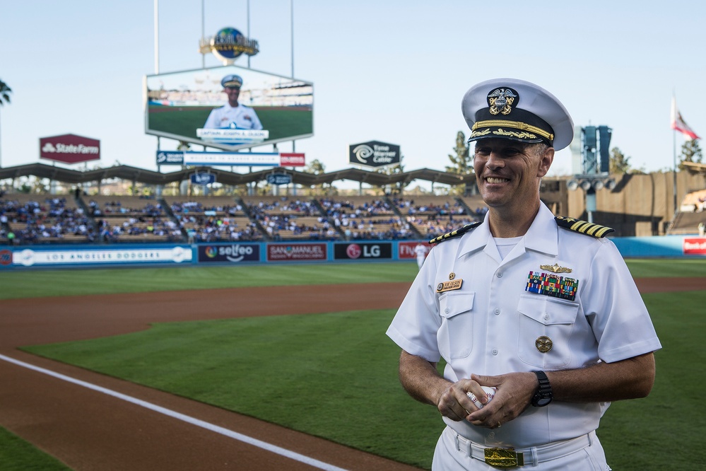 Service Members at LA Dodgers Game During LA Fleet Week