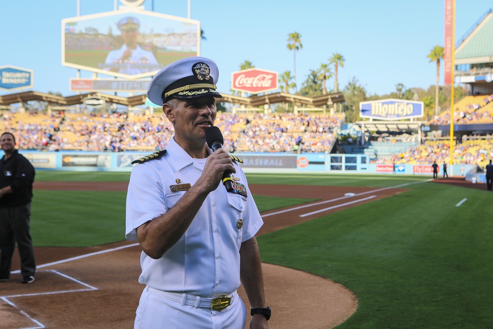 Service Members at LA Dodgers Game During Fleet Week 2016