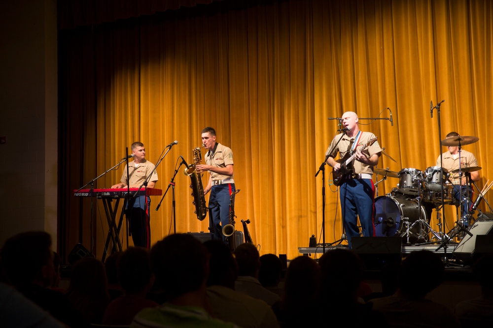 Marine Band San Diego performs at Springfield High School during Marine Week Nashville
