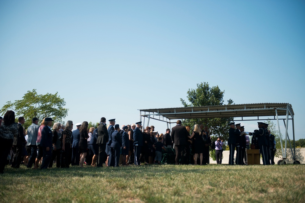 Graveside service for United States Army Air Forces (Women Air Force Service Pilot) Florence Elaine Danforth Harmon in Arlington National Cemetery