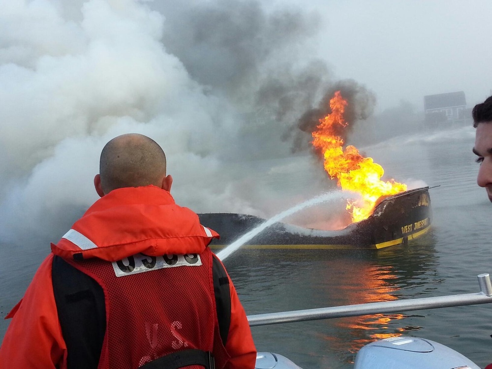 Coast Guard fights boat fire in Jonesport, Maine