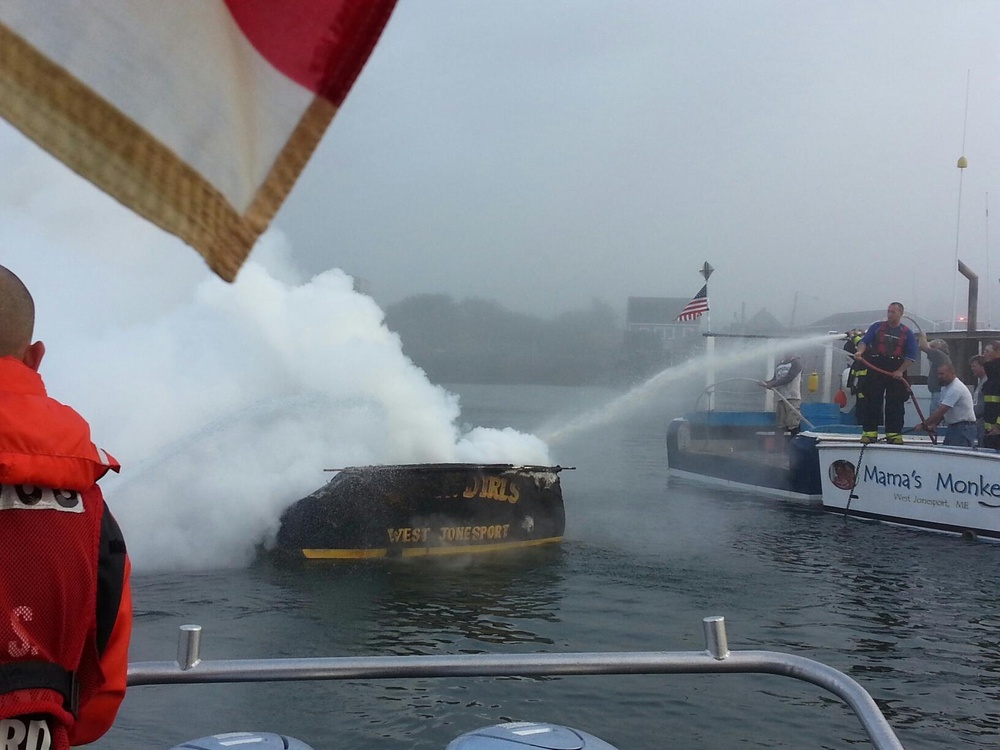 Coast Guard fights boat fire in Jonesport, Maine