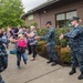 Naval Base Kitsap Sailors form victory tunnel at Sand Hill Elementary School