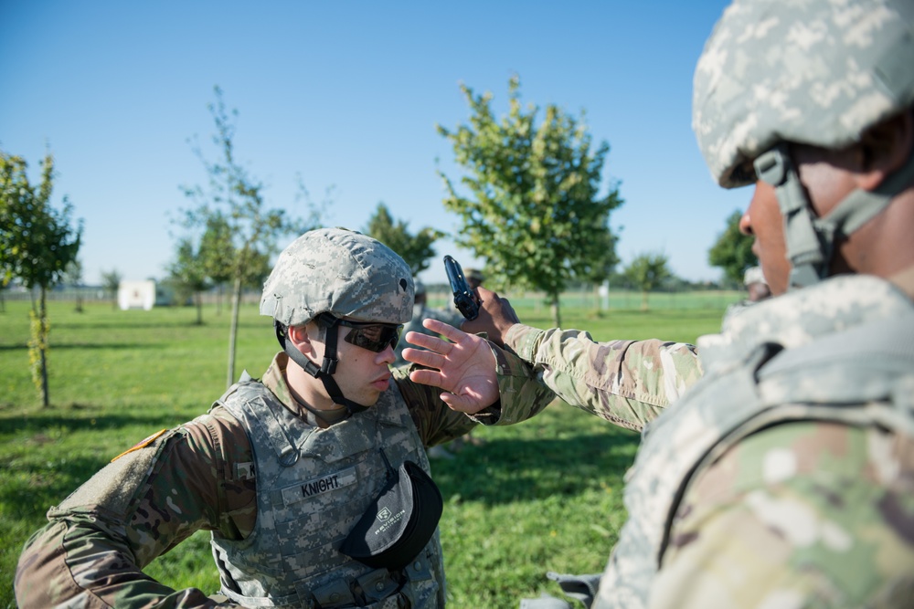 128th Signal Company practices React to Man to Man Contact Warrior Task