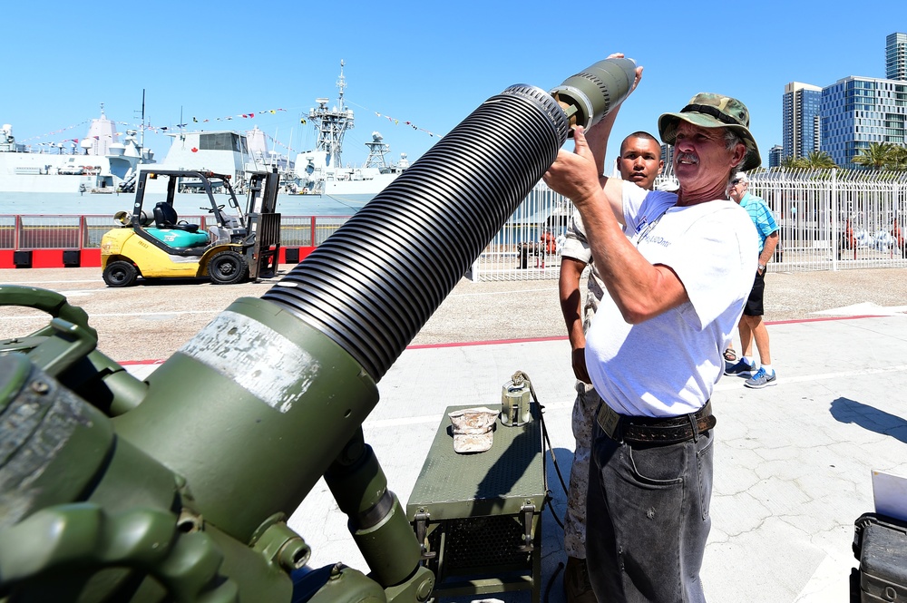 Marine Shows San Diego Fleet Week Atendee an M327 120 mm Rifled Mortar