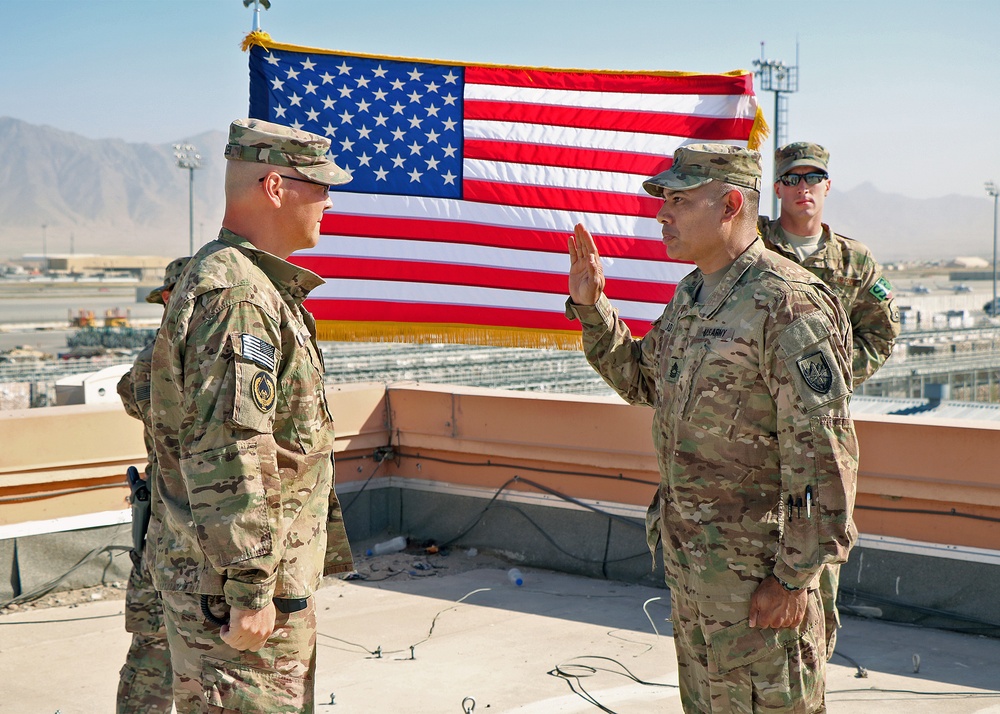 Bagram Support Group hosts reenlistment ceremony