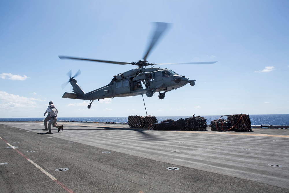 22nd MEU Marines, Wasp Sailors Conduct Replenishment-at-Sea