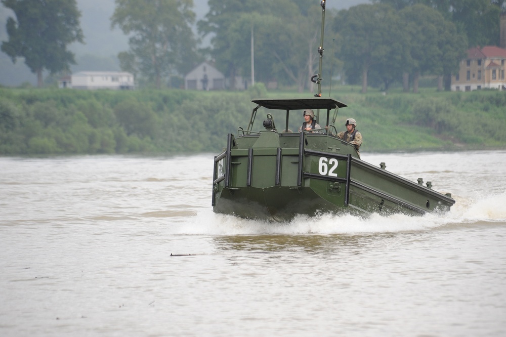 Guard, active Engineer bridging units test new boat at Fort Knox
