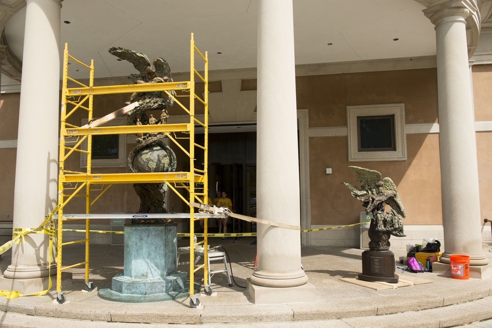 Greg Wyatt’s “Price of Freedom” sculpture undergoes yearly maintenance