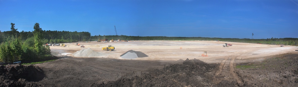 Work continues on a raw water storage impoundment as part of the Savannah Harbor Expansion Project