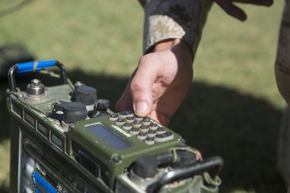 U.S. Marines attending WTI 1-17 establish satellite communications