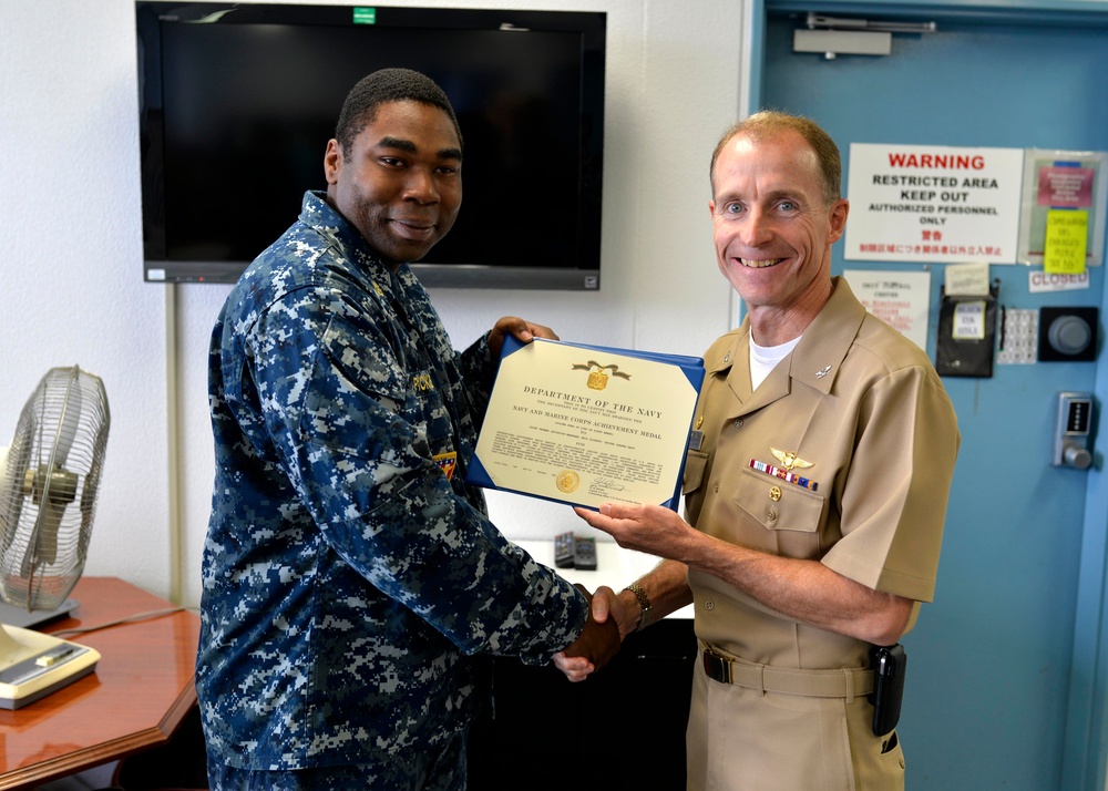Navy Chief Awarded Medal at Misawa Airbase
