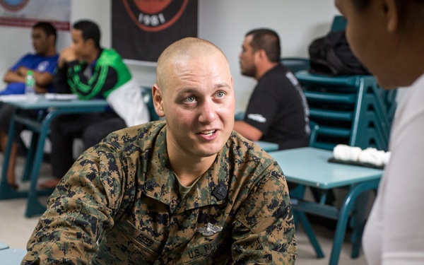 Valiant Shield 16: Tinian locals recieve combat lifesaving class from Marine Air Control Group 18