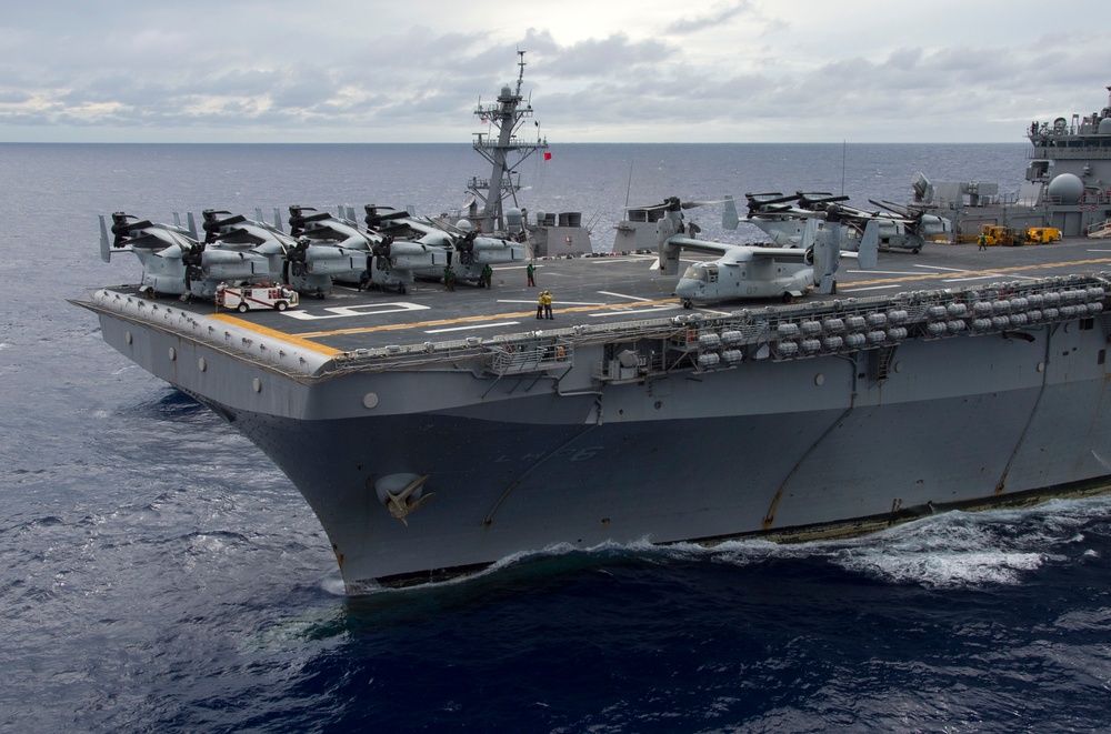 USS Bonhomme Richard (LHD-6) Fueling at Sea