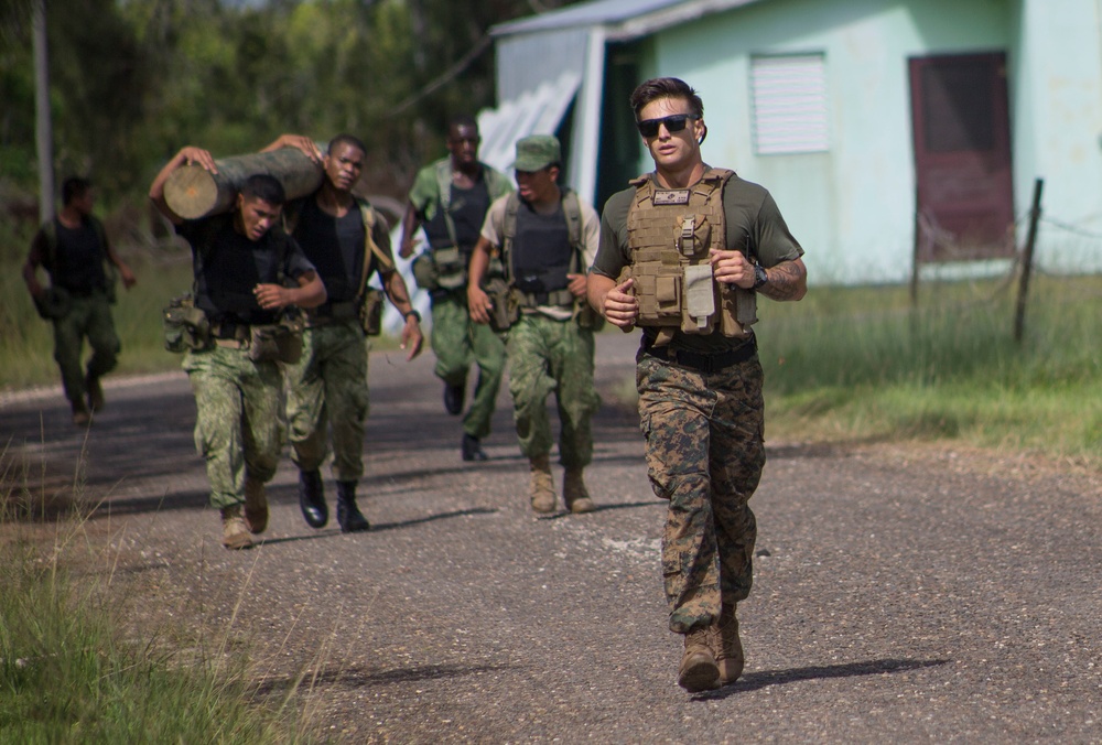 SPMAGTF-SC Foreign Security Force Team puts Belize Defense Force Soldiers mental and physical skills to the test in a squad competition