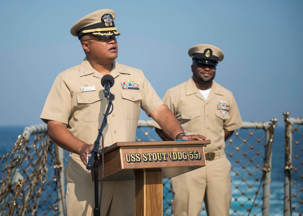 USS STOUT (DDG 55) Chief Petty Officer Pinning DEPLOYMENT 2016