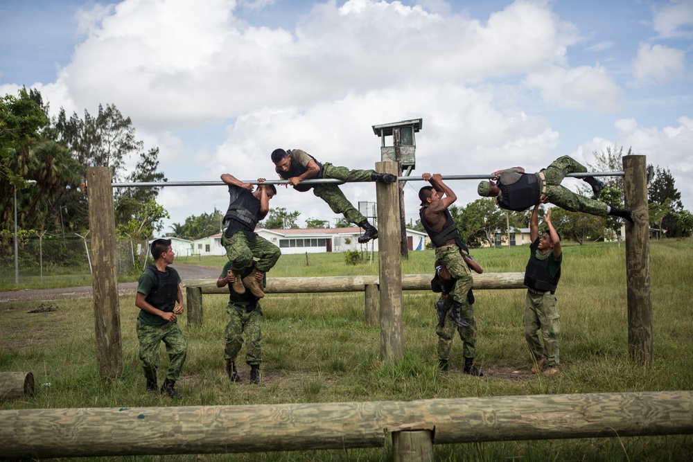 SPMAGTF-SC Foreign Security Force Team puts Belize Defense Force Soldiers mental and physical skills to the test in a squad competition