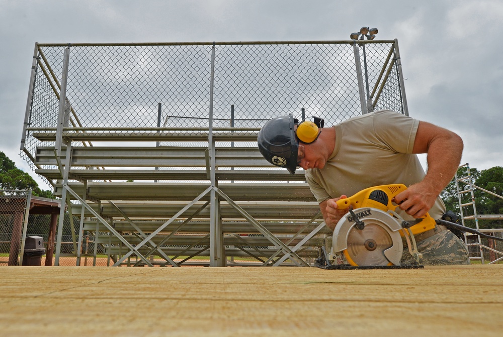 Structural specialists renovate softball field press box