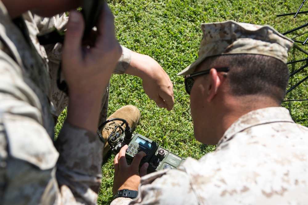 U.S. Marines attending WTI 1-17 establish satellite communications