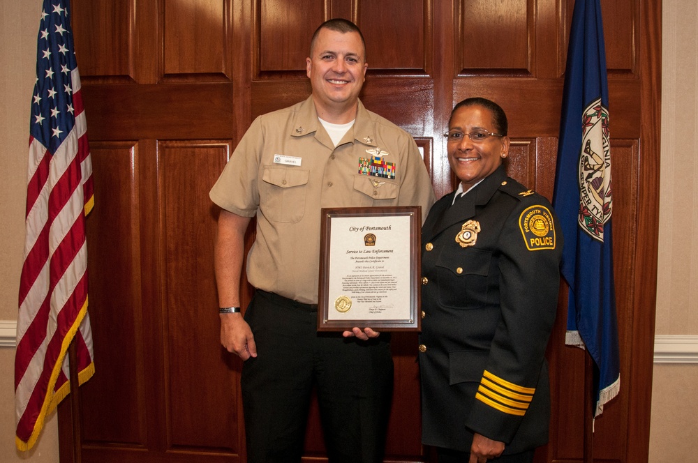 NMCP Corpsman Recognized for Assisting Crash Victim