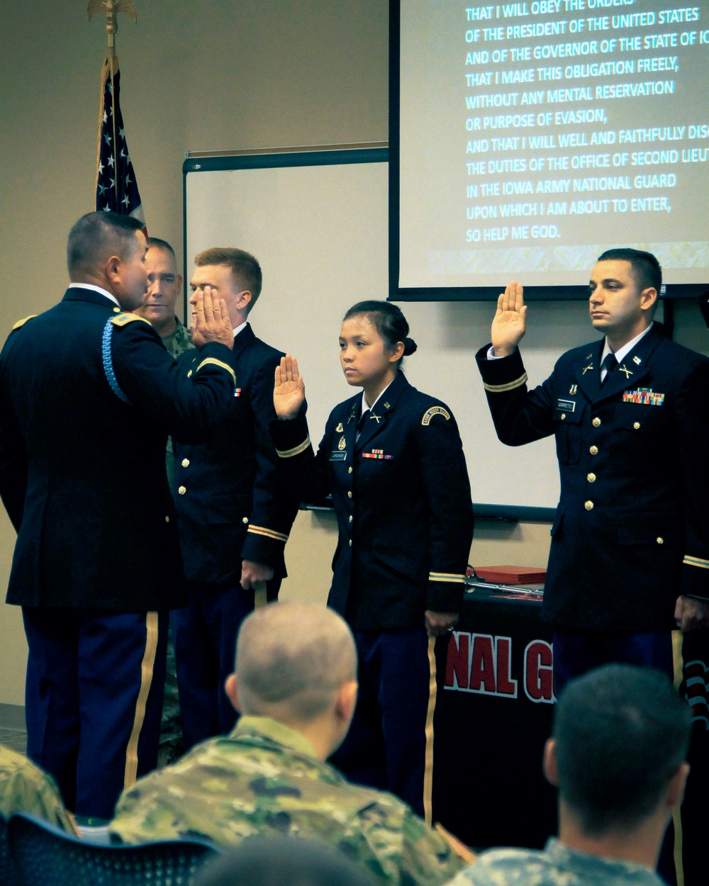 Iowa's first female infantry officer sworn in