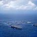 USS Ronald Reagan (CVN 76) and USS Bonhomme Richard (LHD 6) lead a formation of Carrier Strike Group Five and Expeditionary Strike Group Seven Ships