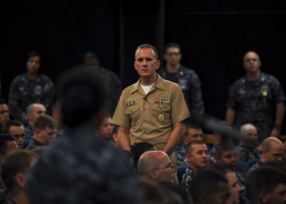 Master Chief Petty Officer of the Navy Steven Girodano Speaks with the Sailors of Joint Base Pearl Harbor-Hickam.