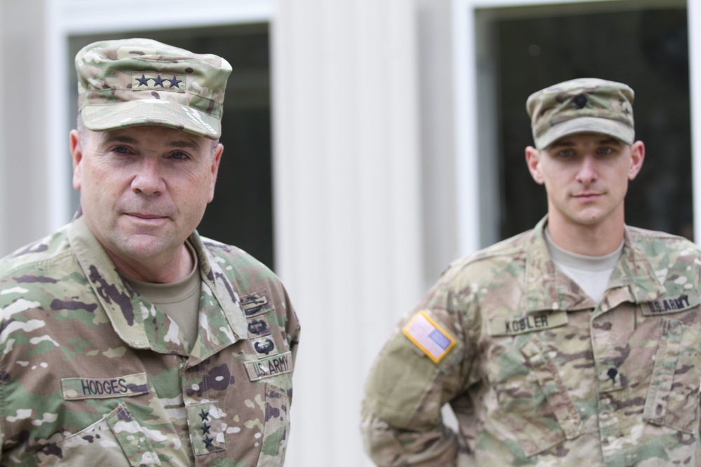 U.S. Army Europe Commander visits Soldiers at Camp Adazi in Latvia