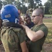 Marine recruits practice bayonet techniques on Parris Island