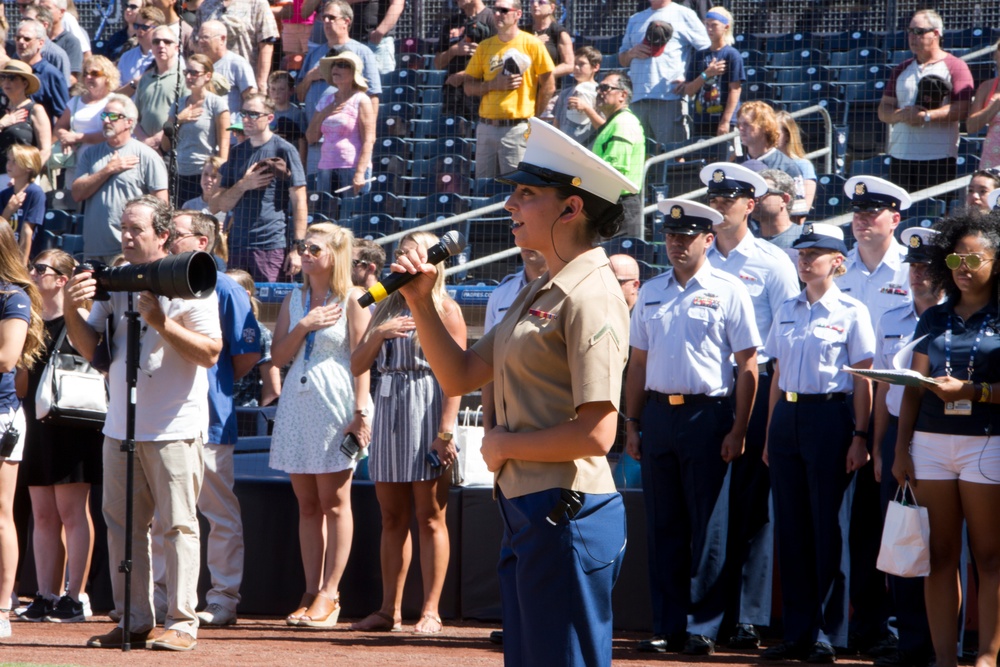 Marine Sings National Anthem