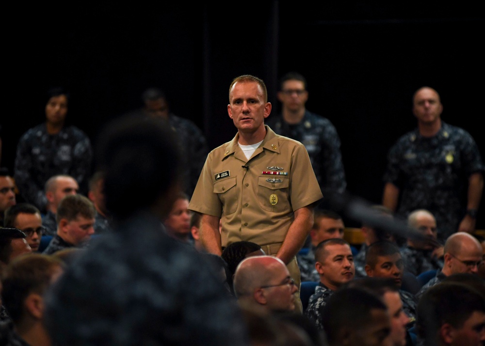 Master Chief Petty Officer of the Navy Steven Girodano Speaks with the Sailors of Joint Base Pearl Harbor-Hickam.