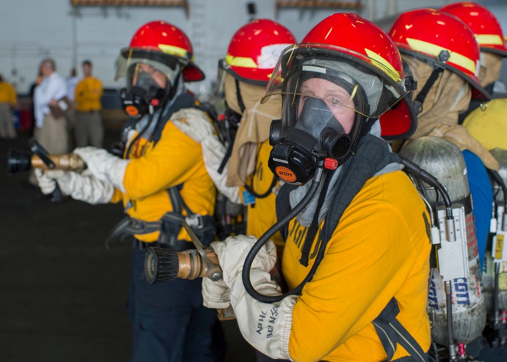 The aircraft carrier USS George H.W. Bush (CVN 77). GHWB is currently conducting Tailored Ship's Training Availability and Final Evaluation Problem (TSTA/FEP). TSTA/FEP prepares the ship and crew for full integration into a carrier strike group through a