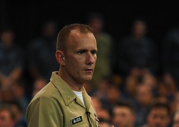 Master Chief Petty Officer of the Navy Steven Girodano Speaks with the Sailors of Joint Base Pearl Harbor-Hickam.
