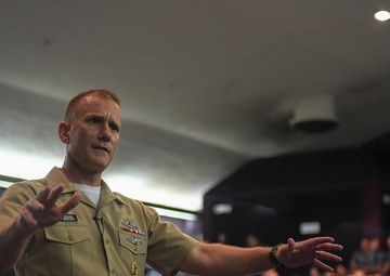 Master Chief Petty Officer of the Navy Steven Girodano Speaks with the Sailors of Joint Base Pearl Harbor-Hickam.