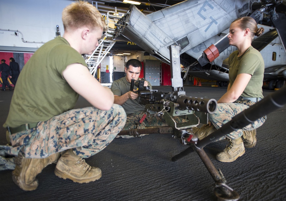 Marine Combat Logistics Battalion  31(CLB-31) 50mm machine maintenance aboard USS Bonhomme Richard (LHD-6)