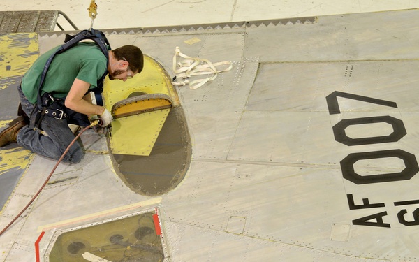B-52H, 61-0007, 'Ghost Rider' undergoes programmed depot maintenance at Tinker AFB, Okla.