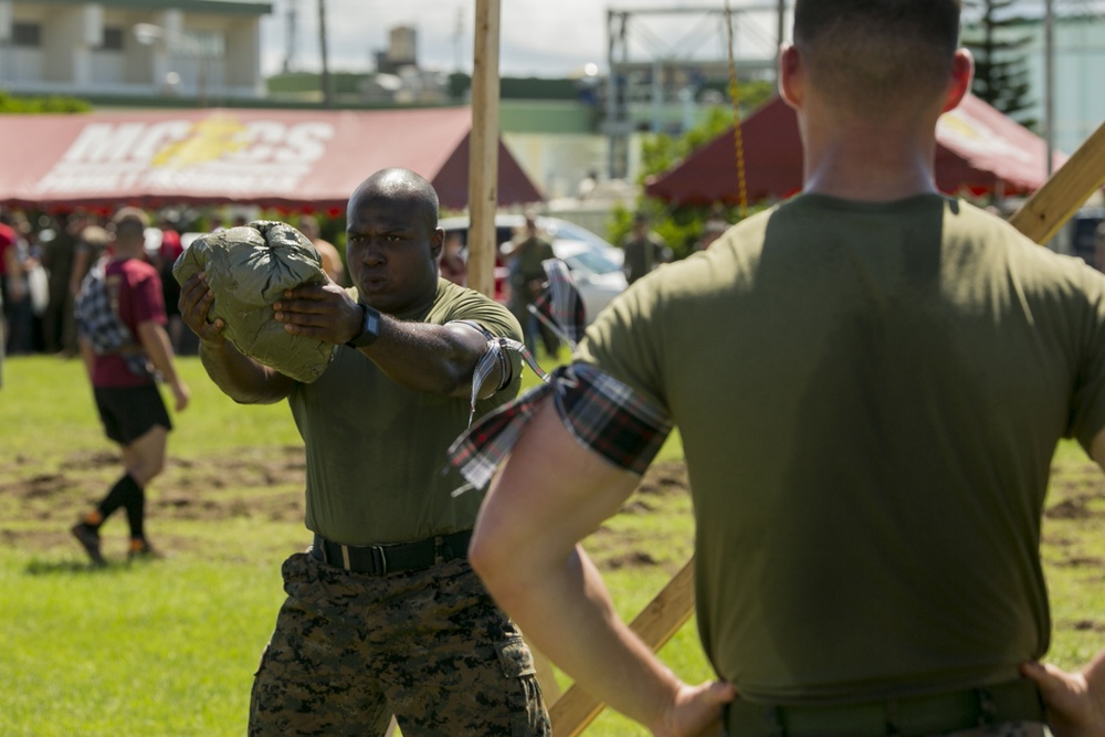 Marines compete in Camp Hansen Highland Games