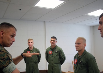 2nd MAW commanding general visits Marine Corps Auxiliary Landing Field Bogue, conducts pre-deployment brief with VMA-231 Marines