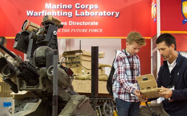 Boy's Battle Bots Intrigue Marines
