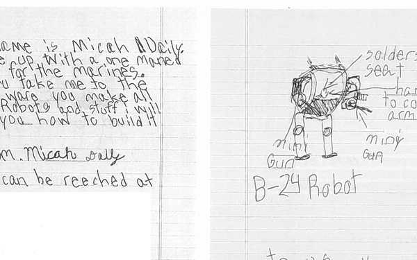 Boy's Battle Bot Intrigues Marines