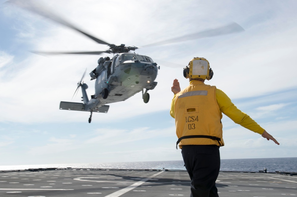 USS Coronado (LCS 4) conducts at-sea operations.
