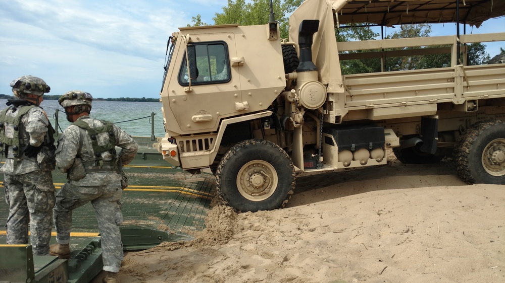 The 705th Transportation Company partners with the 652nd Multi-Role Bridge Company to work outside the box to keep mobile