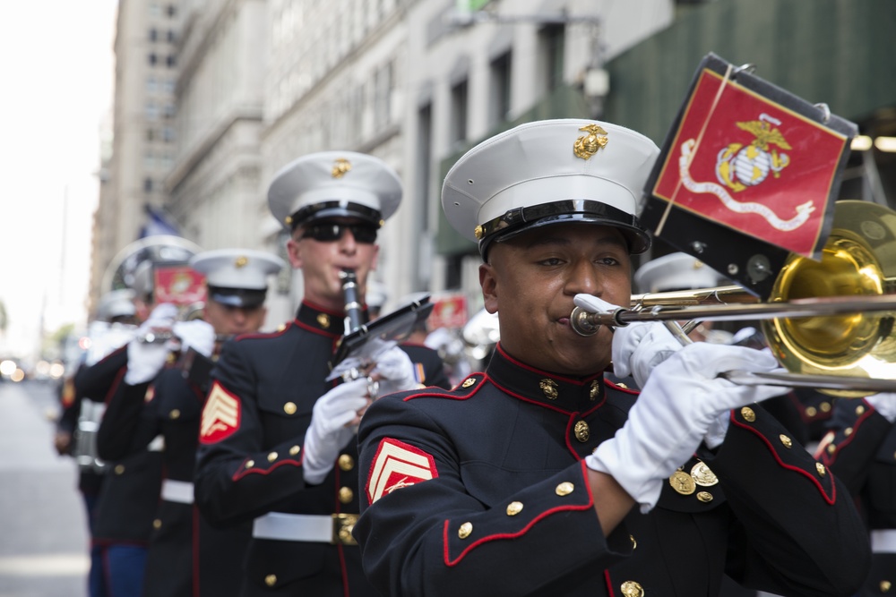 Quantico U.S. Marine Corps Band Performs in NYPD Emerald Society Pipes and Drums Memorial Parade and Ceremony