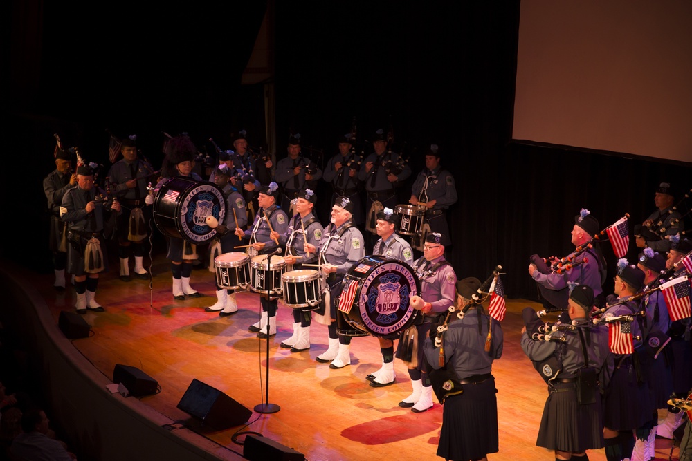 Quantico U.S. Marine Corps Band Performs in NYPD Emerald Society Pipes and Drums Memorial Concert